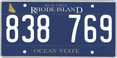 RI license plate 838769