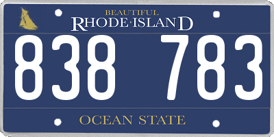 RI license plate 838783