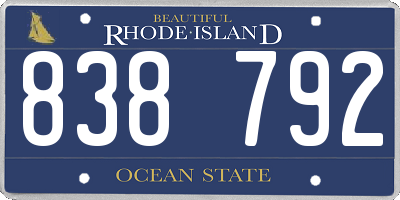 RI license plate 838792