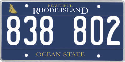 RI license plate 838802