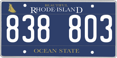 RI license plate 838803
