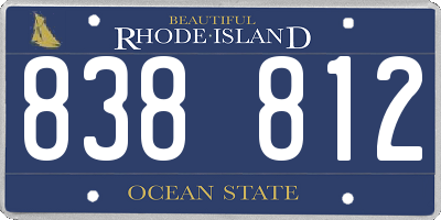 RI license plate 838812