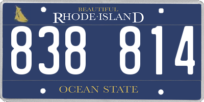 RI license plate 838814