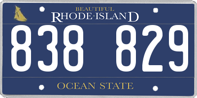 RI license plate 838829