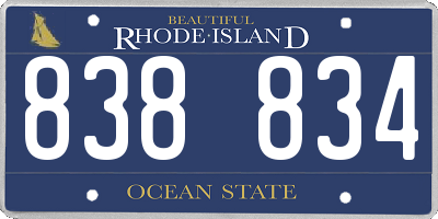 RI license plate 838834