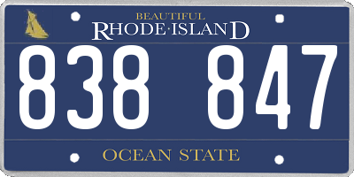 RI license plate 838847