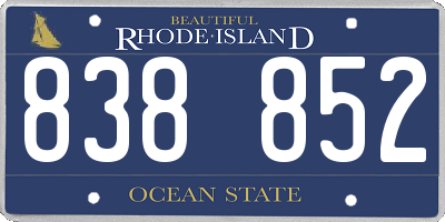 RI license plate 838852