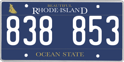 RI license plate 838853