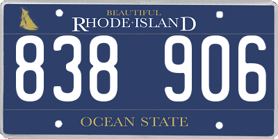 RI license plate 838906