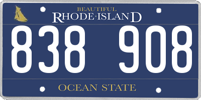 RI license plate 838908
