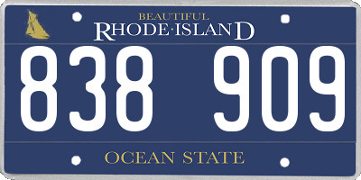 RI license plate 838909