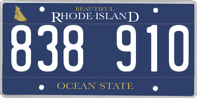 RI license plate 838910