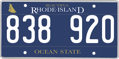 RI license plate 838920