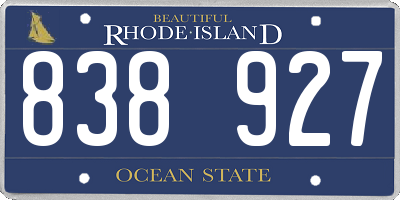 RI license plate 838927