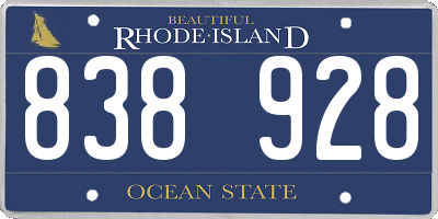 RI license plate 838928