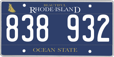 RI license plate 838932