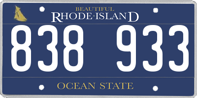 RI license plate 838933