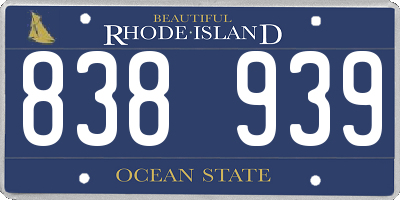 RI license plate 838939