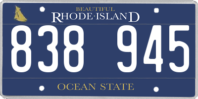 RI license plate 838945