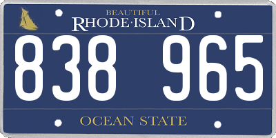 RI license plate 838965