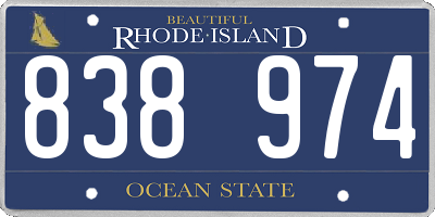 RI license plate 838974