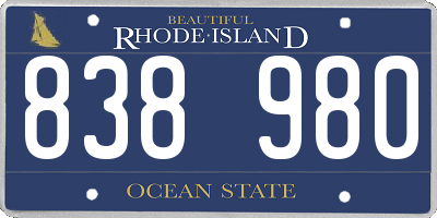 RI license plate 838980