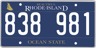 RI license plate 838981