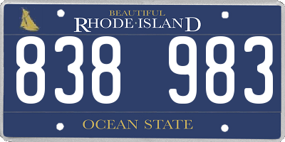 RI license plate 838983