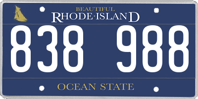RI license plate 838988