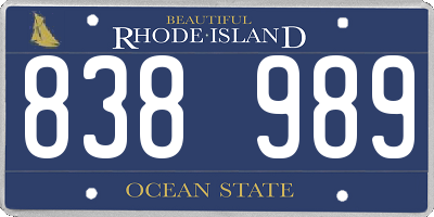 RI license plate 838989