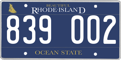 RI license plate 839002