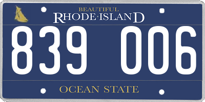 RI license plate 839006