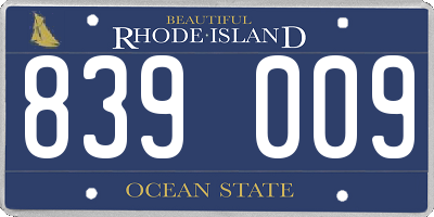 RI license plate 839009