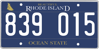 RI license plate 839015