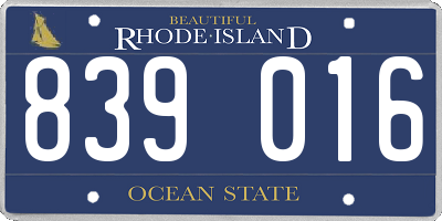 RI license plate 839016