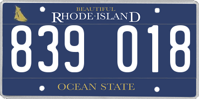 RI license plate 839018