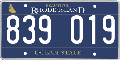 RI license plate 839019