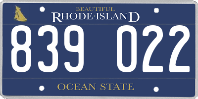 RI license plate 839022