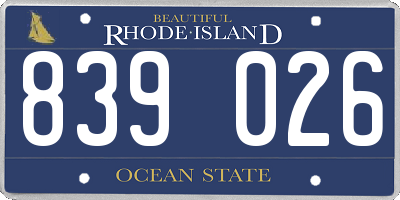 RI license plate 839026