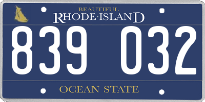 RI license plate 839032