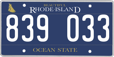 RI license plate 839033