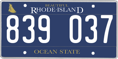 RI license plate 839037