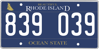 RI license plate 839039