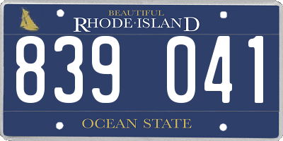 RI license plate 839041