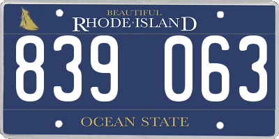 RI license plate 839063