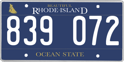 RI license plate 839072
