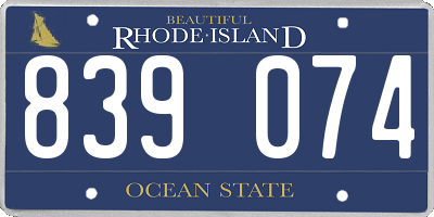 RI license plate 839074