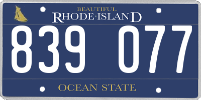RI license plate 839077