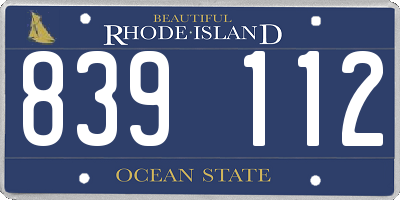 RI license plate 839112