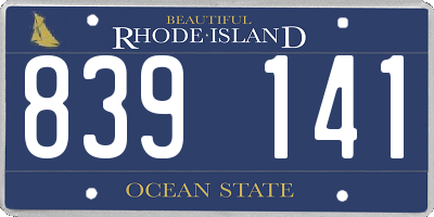 RI license plate 839141